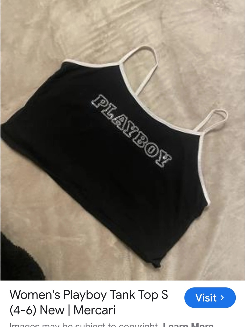 PLAYBOY Black and White Cropped Tank Top